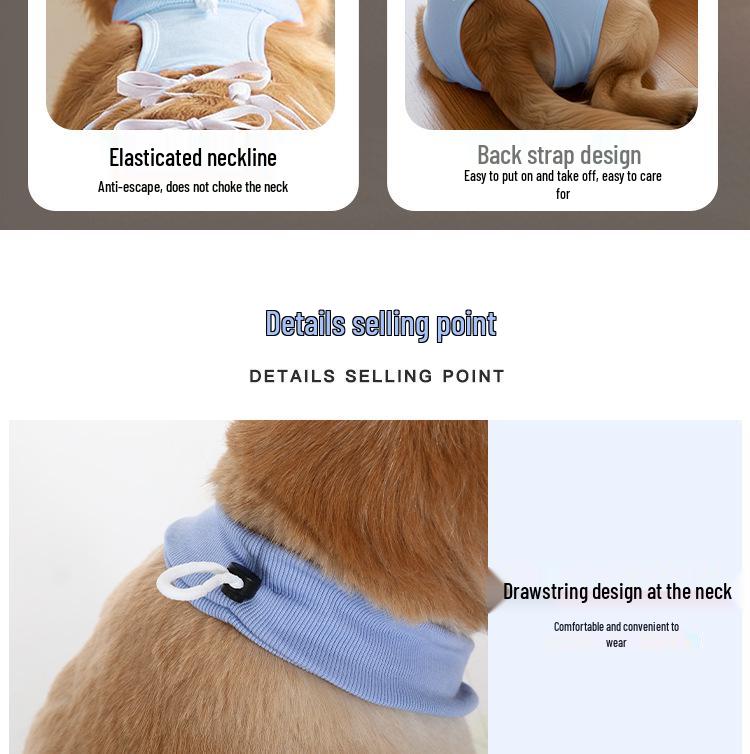 New Style Dog Sterilization Suit: Breathable, Anti-Licking, High-Elastic Recovery Suit with Simple Tie-Up Design