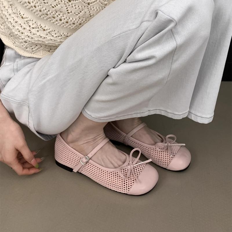2025 NEW Women's Breathable Mesh Style Flat Bottom Shoes Summer Square Head Woven Lightweight and comfortable Single Shoes