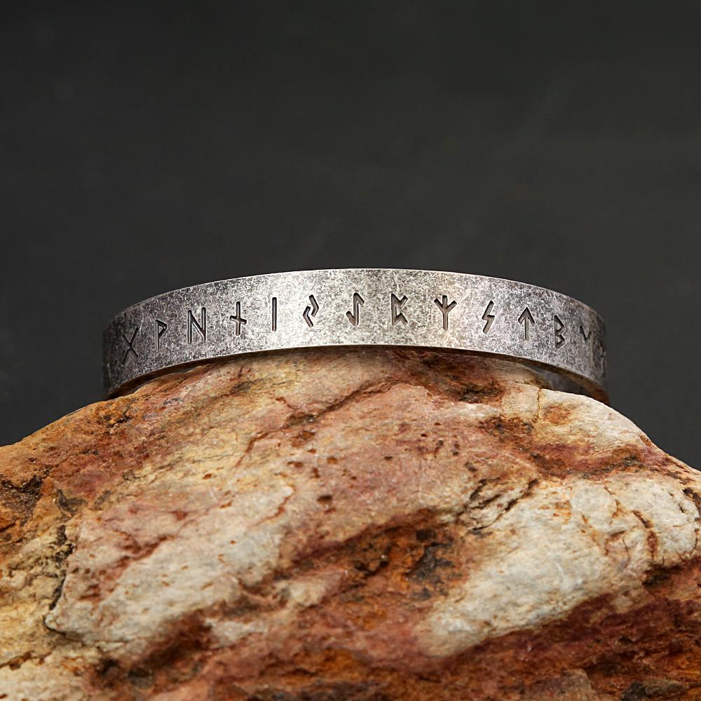 Vintage Viking Rune Bracelest for Men Women 316L Stainless Steel Simple Open Bracelet Amulet Jewelry Gift Dropshipping