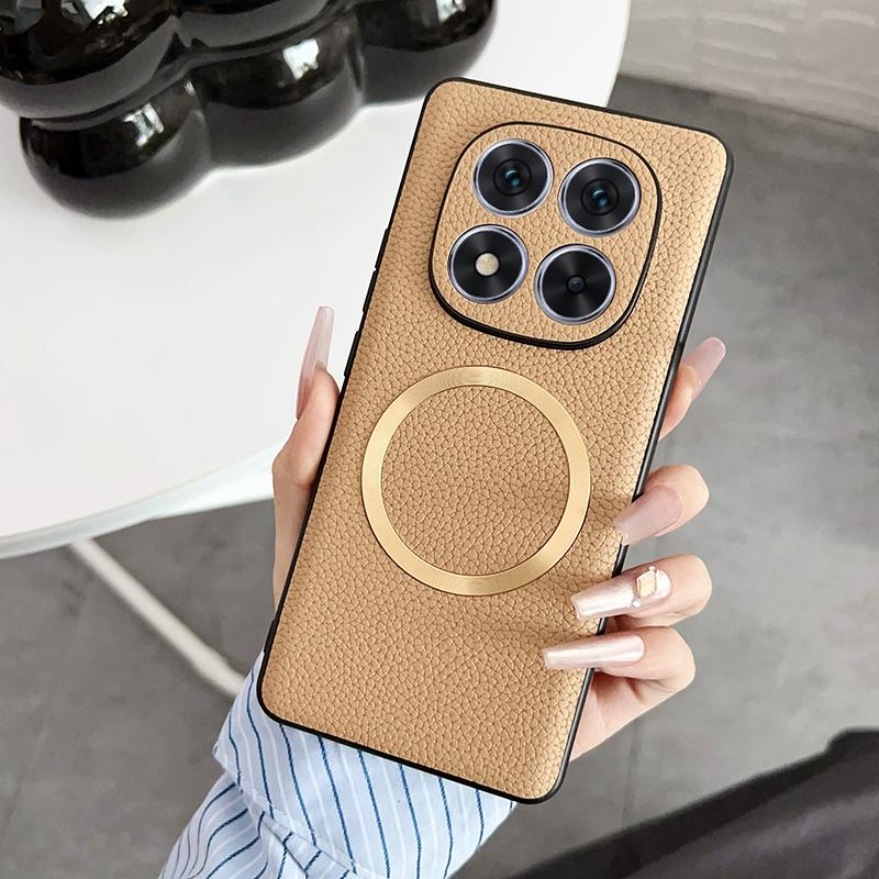 

Для Xiaomi Redmi Note 14 Pro Plus чехол Роскошный PU Магнитный беспроводной зарядный защитный чехол для Redmi Note 14 14pro Shell For Redmi Note 14 5G золотой