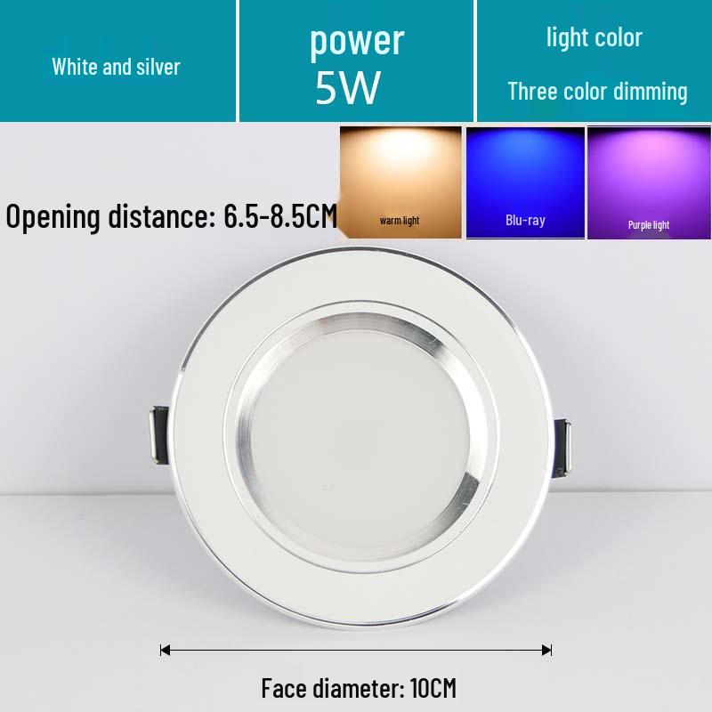 7.5-Inch Recessed Ceiling Downlight with 3-Color Dimming for Living Room