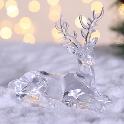Plast Kristall Hjort Figurer Skrivbords Prydnad Rumsdekor Transparent Älg Ren Skulptur Jul Hem Kontor Dekoration