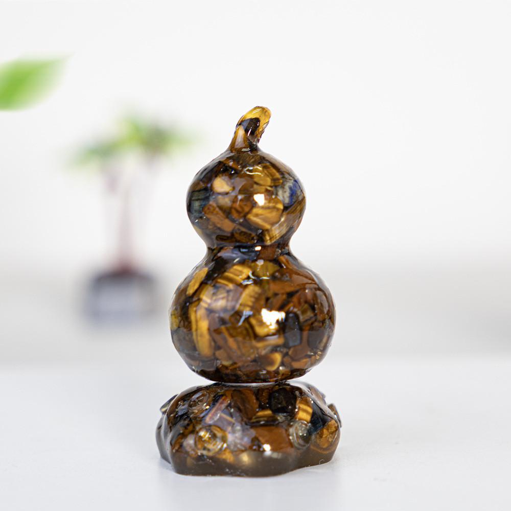 Resin Filled Natural Crystal Gourd Ornaments For Home Decor Gift Ideas
