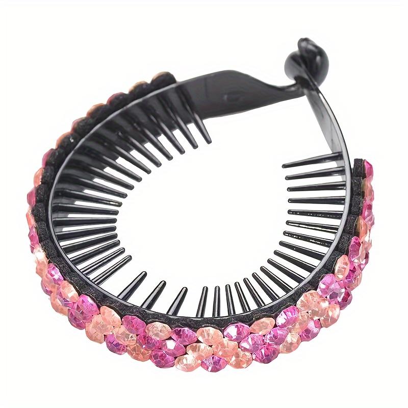 Fashionable Rhinestone Hair Bun Maker Sparkling Crystal Headband Ponytail Holder No-Feather Gem Embellished Twist Clip for Effortless Styling