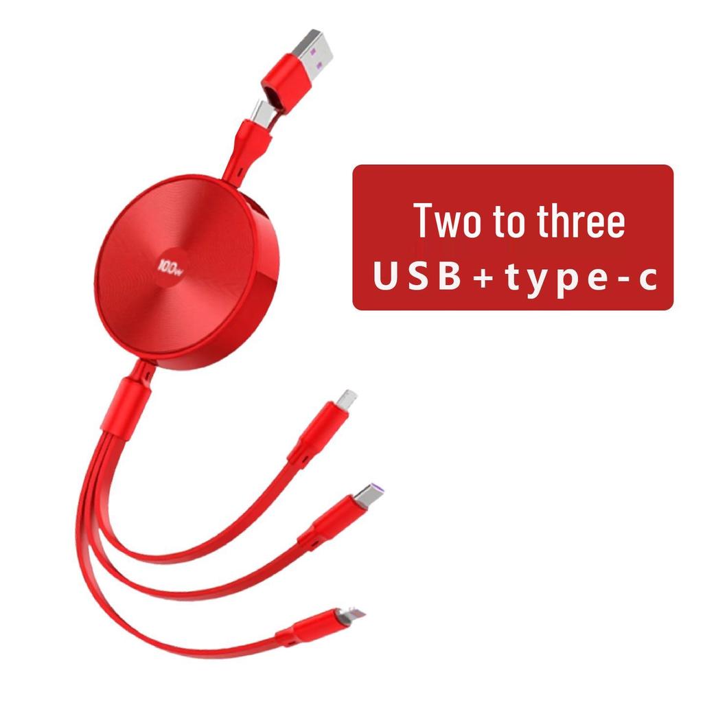 3-in-1 100W Fast Charging Cable, Compatible with Apple and Huawei, 6A Single Pull Design