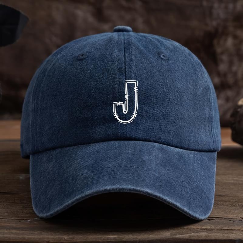 Fashionable Baseball Cap with Letter J Printed on It Casual Fishing Cap Travel Sun Visor Duckbill Hat