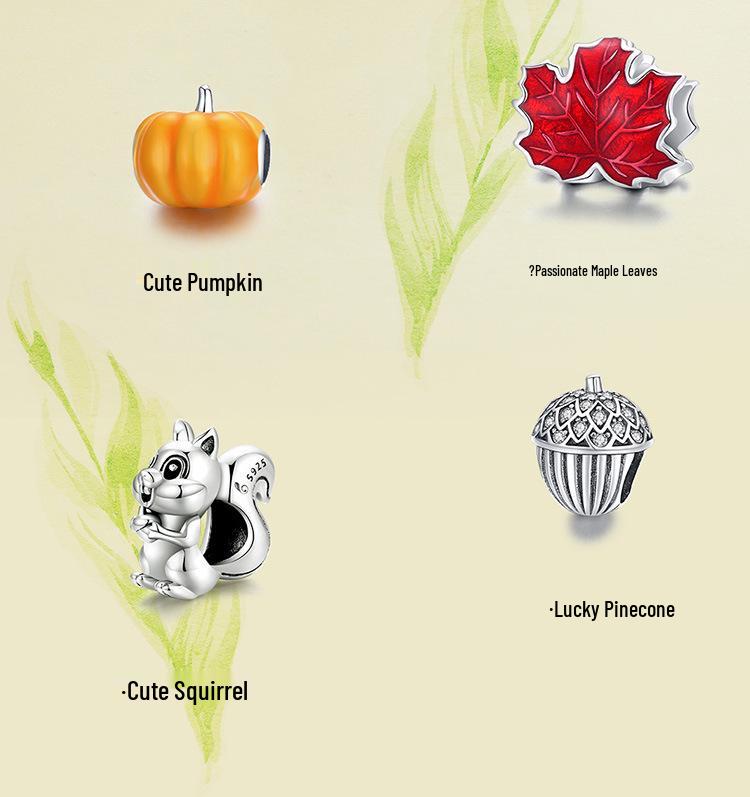 Silver Ziyun S925 Red Passion Maple Leaf Beads Fashion Oil Drop Leaf DIY Jewelry Accessories BSC335
