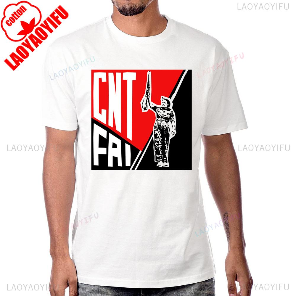 National Confederation of Labour CNT Tshirt Cotton Casual Fashion Short Sleeve Man Tshirt Streetwear Hipster Women T Shirt