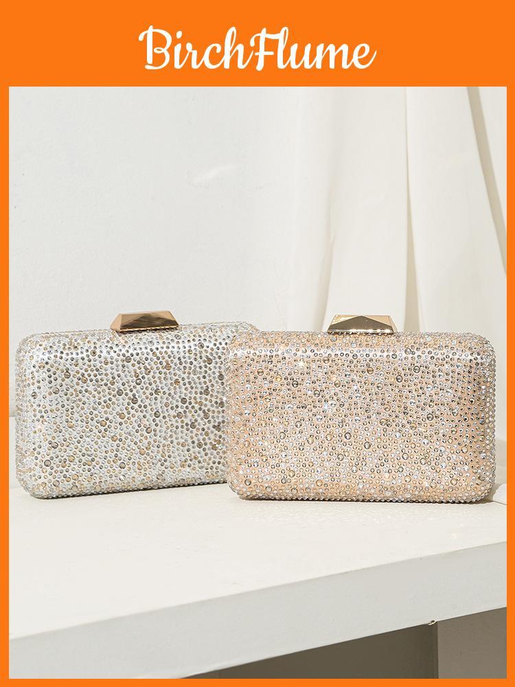 Borsa a pochette glitterata di lusso con decorazioni di strass per feste di matrimonio ed eventi formali