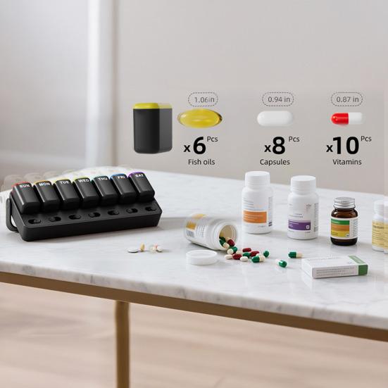 Weekly Pill Organizer Medicine Storage Box Moisture-Proof Design Compact Portable Pill Tablet Storage Case Protector