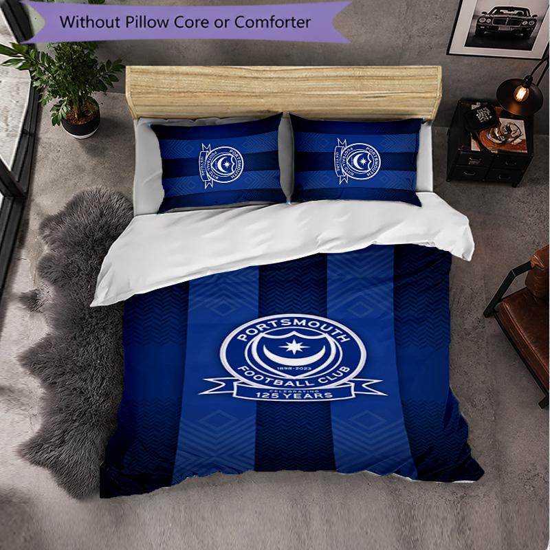 Biancheria da Letto a Tema Portsmouth FC Set 3 Pezzi Copripiumino Biancheria da Letto Decorativa Per Stanza Adolescenti Decorazione Casa