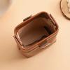Retro Leather Makeup Bag Home Bathroom Vanity Lipstick and Makeup Brush Storage Bag Travel Portable Organization