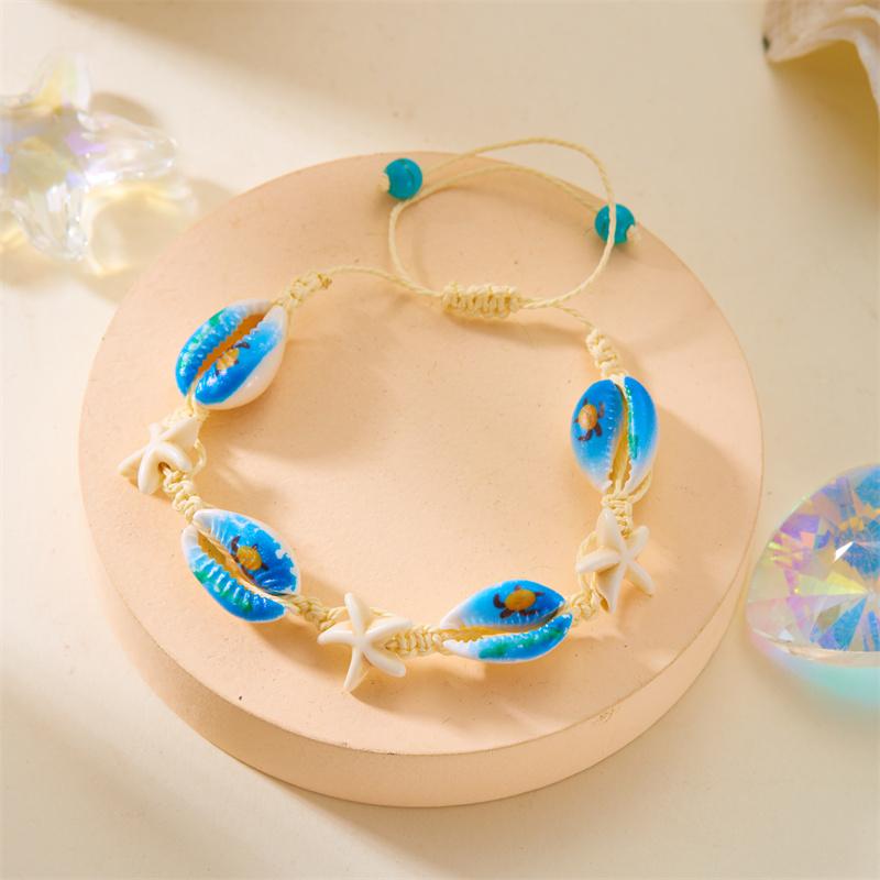 Simple Adjustable Woven Rope Handmade Bracelets for Women Men Boho Shell Conch Starfish Charm Bracelet Summer Beach Jewelry Gift