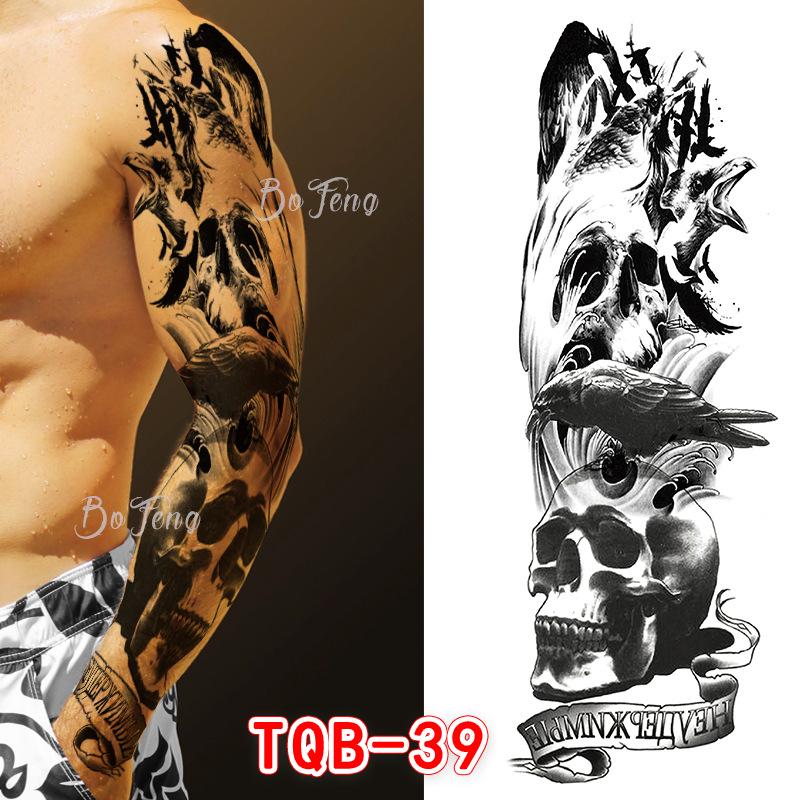 Waterproof Full Arm Floral Tattoo Stickers - Cross-Border Design for Europe & America