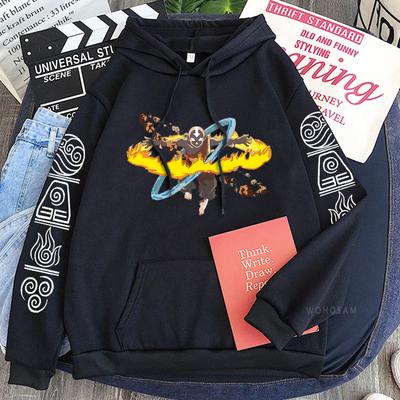 Japanese Anime Avatar The Last Airbender Harajuku Hoodies Pullovers Men Women Fashion Aang Fire Graphic Winter Warm All-match Sweatshirt