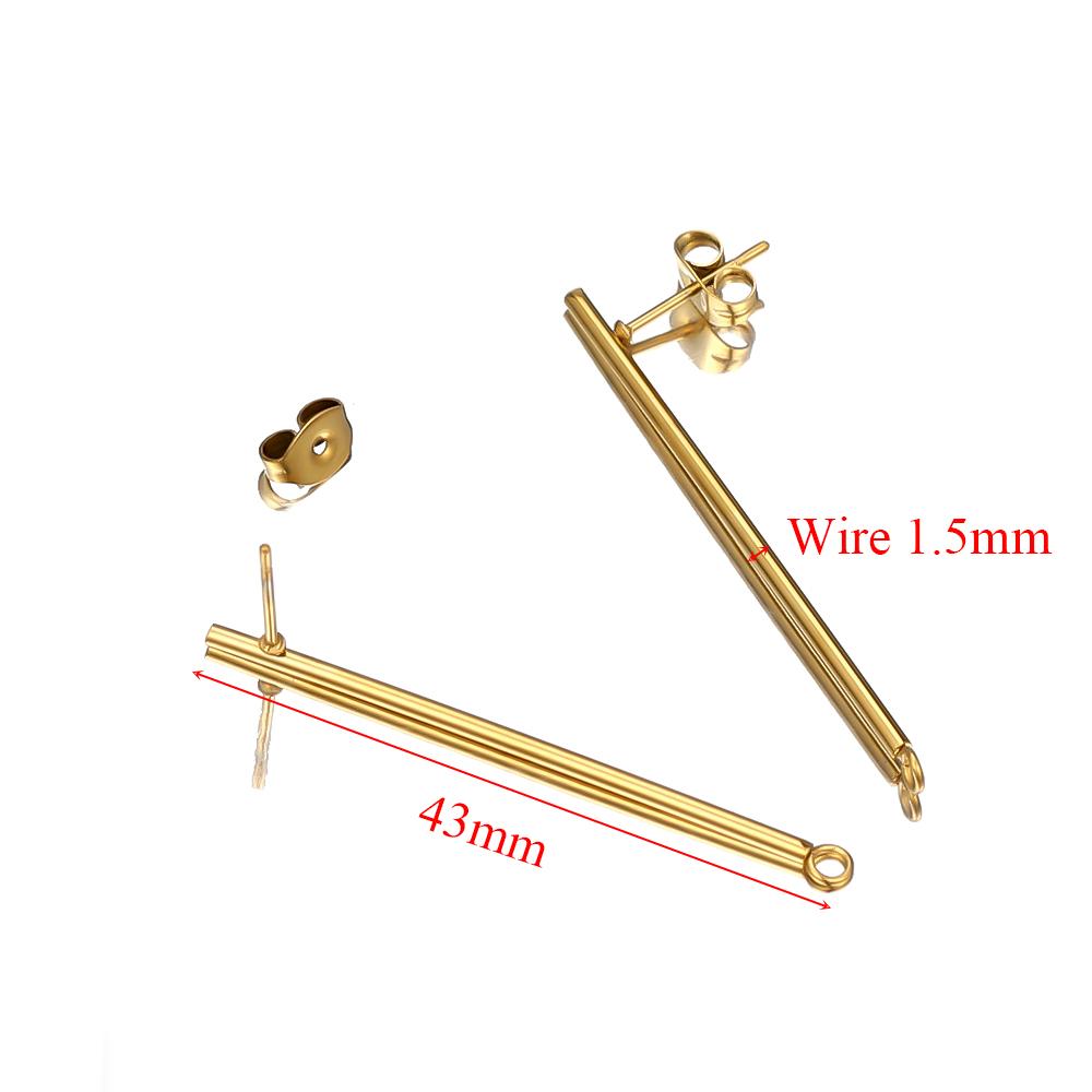 10pcs Gold Color Fashion Women Earrings Findings Stainless Steel Stud Earring Long Stick Connector Pendant DIY Jewelry Making