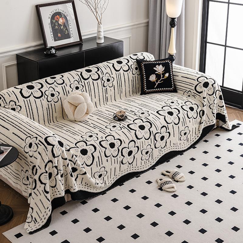 Flower Thicken Chenille Sofa Cover Sofa Blanket Cushion Anti-Cat Scratch Washable Blanket Sofa Towel Suitable for Bed and Sofa