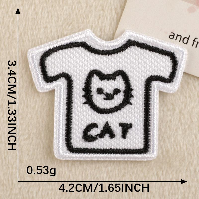 Korean Cat and Bowl Embroidery Iron-On Patch for DIY Journals