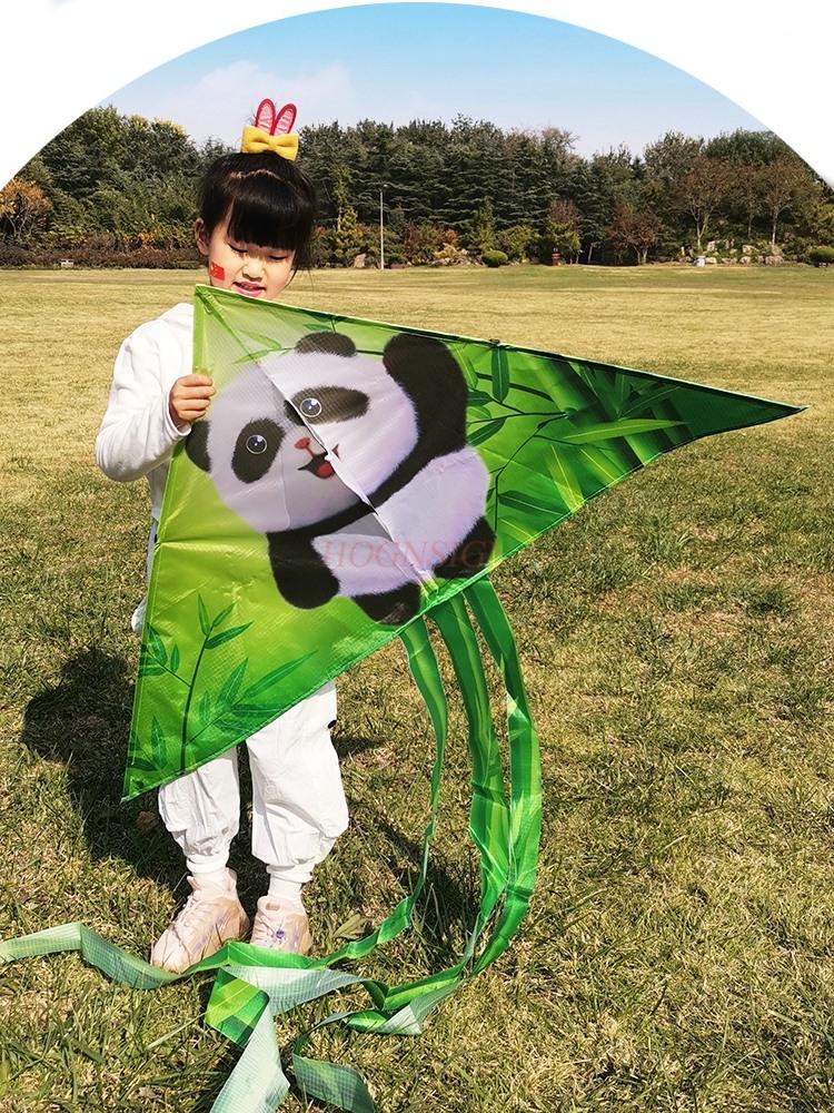 New Bamboo Forest Panda Kite Children'S Small And Medium Sized Children'S Kite Triangle Long Tail Outdoor Sports
