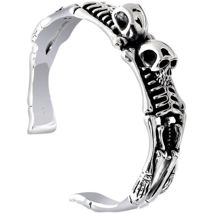 Trendy Personalized Simple Fashionable Men s Double Skull Bracelet