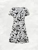 Damen Kurzarm V-Ausschnitt Kleid Lässig Abstrakt Wirbel Print Schwarz Weiß A-Linie Sommerkleid Mode Ärmelloses Kleid