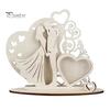 Unique Wedding Sign-in Decor Wooden Couple Ornaments with LED Lights, Romantic Statue Heart Atmosphere Lamp Design, Warm Glow Tabletop Night Light for
