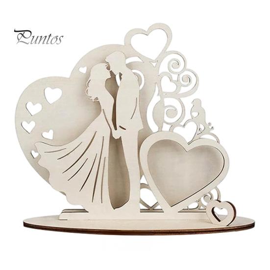 Unique Wedding Sign-in Decor Wooden Couple Ornaments with LED Lights, Romantic Statue Heart Atmosphere Lamp Design, Warm Glow Tabletop Night Light for