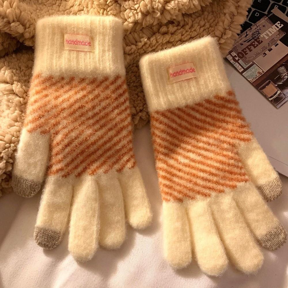 Polyester Winter Touch Screen Gloves One Size Thick Fleece Lined Gloves Cycling