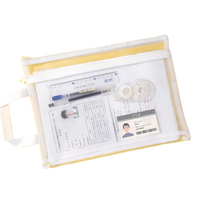 A4 Transparent Mesh File Bag - Exam Pencil Case & Ticket Holder with Zipper