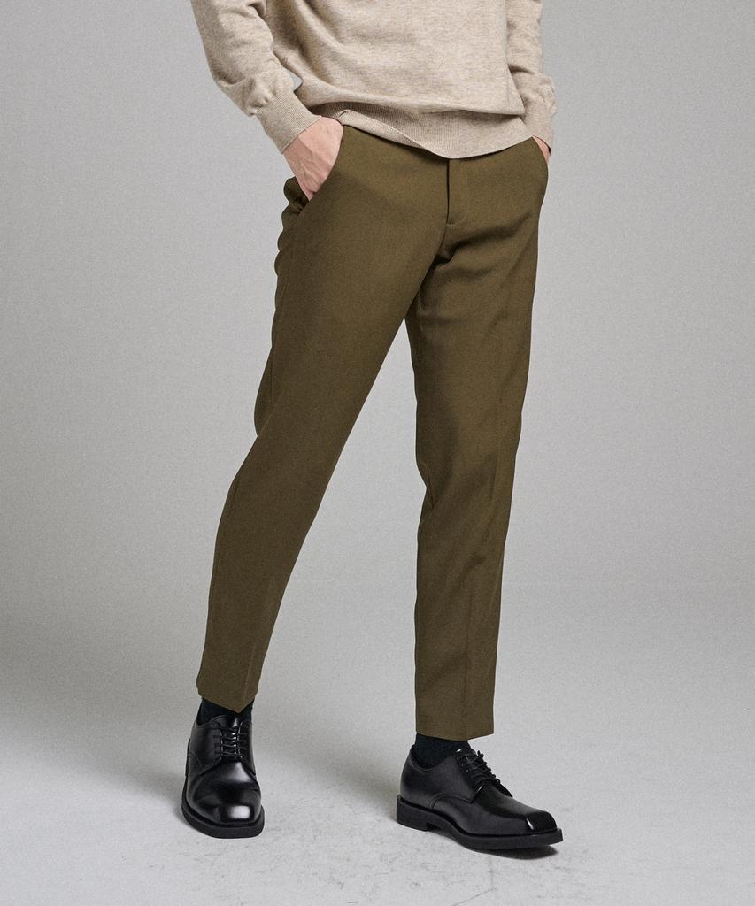ANALOG MOOD Semi-Wide Hidden Banding Slacks (Khaki)