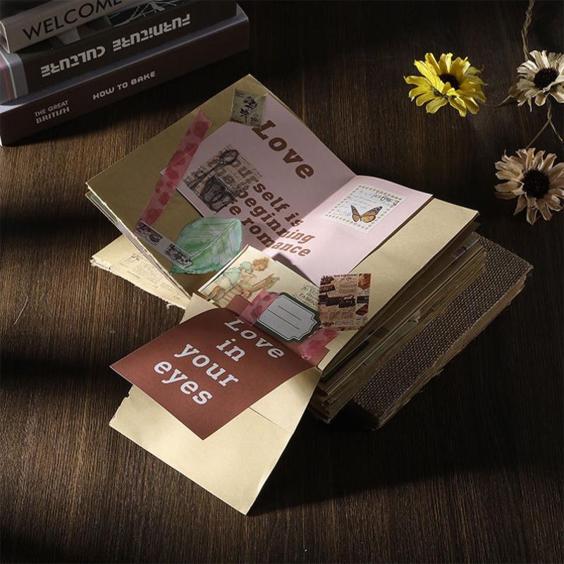 A5 Retro Linen Rough Hand Ledger Hardcover Sewing Line Blank Kraft Paper for Diy Travel Materials Inspiration Hand Ledger