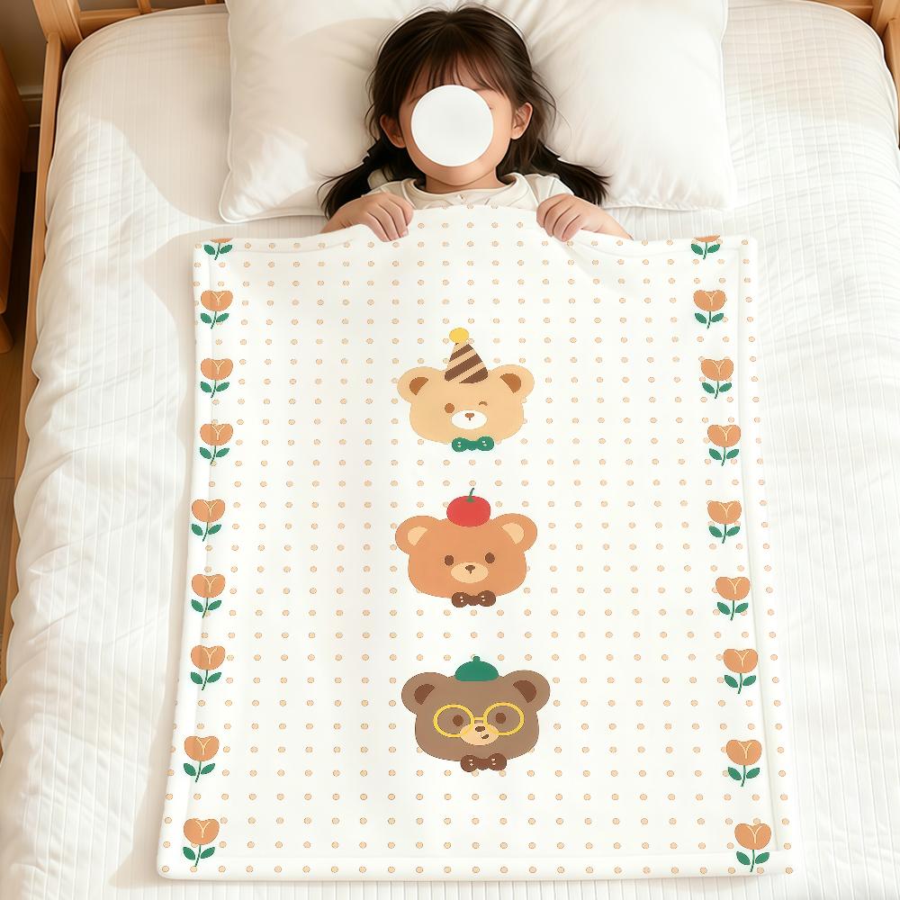 Cute Bear Birthday Art Cartoon kid soft warm plush blanket for dorm sofa living room pet hogar bedroom gift nap home Flannel