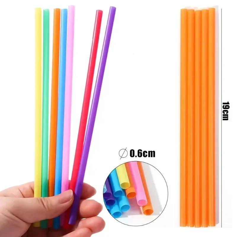 100PCS Disposable Drinking Straws Multicolor MilkTea Milkshake Juice Plastic Straws Bar Drink Summer Party Wedding Accessories