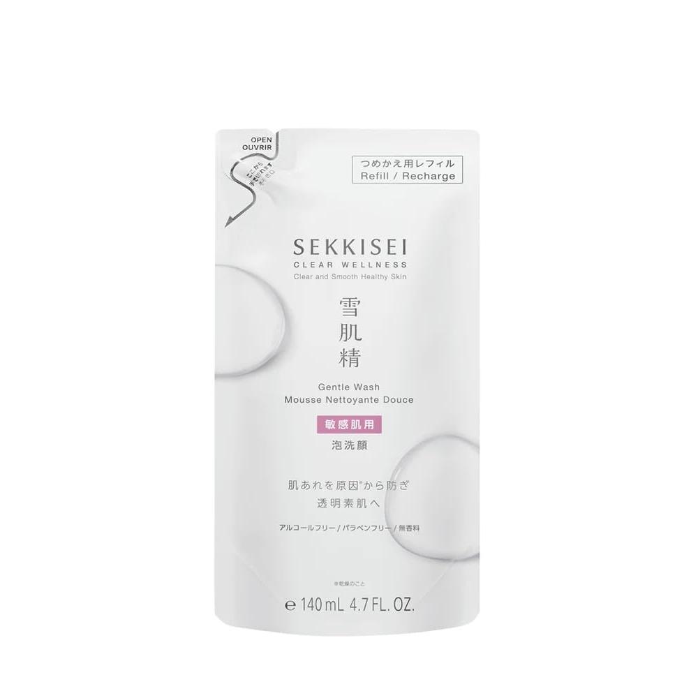 SEKKISEI Clear Wellness Gentle Wash 160mL - Soft Foamy Cleanser for Sensitive Skin, Pore Care, Unscented Facial Wash, 1 Bottle