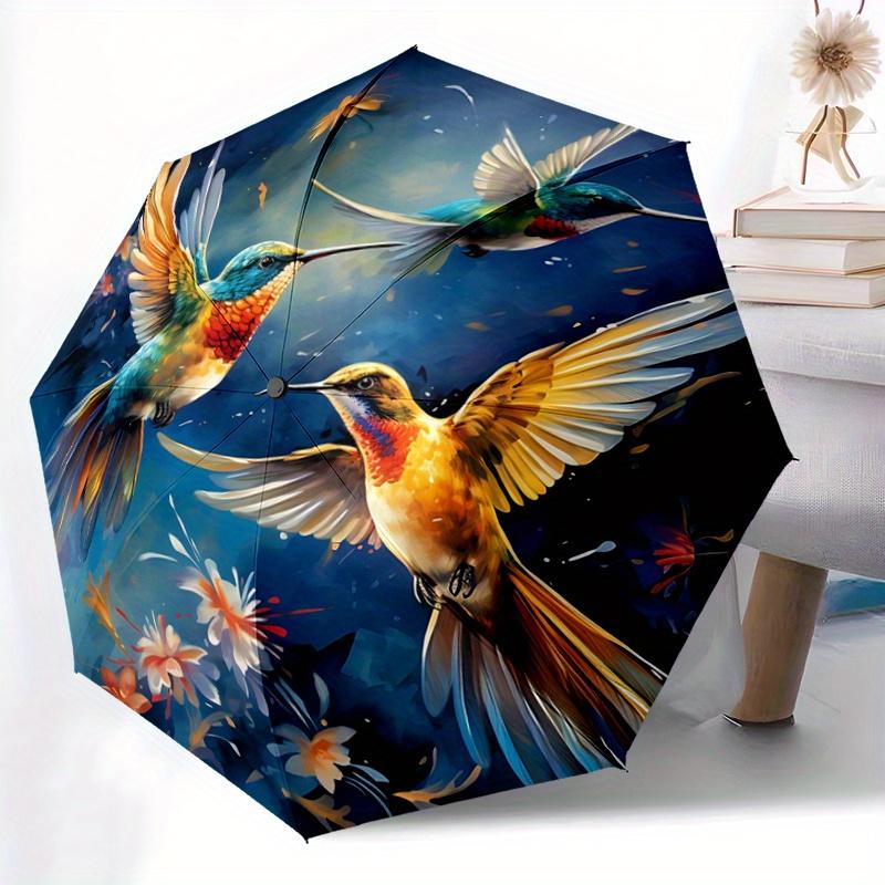 1pc Whimsical Dance of Hummingbirds Automatic Opening and Closing Folding - A Good Choice for Gifts, Fashionable and Convenient Umbrella With Cut