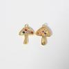 Multicolor Zirconia Mushroom Charms Golden Plated Copper Jewelry DIY Parts