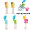 Toddler Trainer Cup Lid with Silicone Straw Food Grade Straw Cap Sippy Lid for Baby Self Drinking Spill Proof  Portable