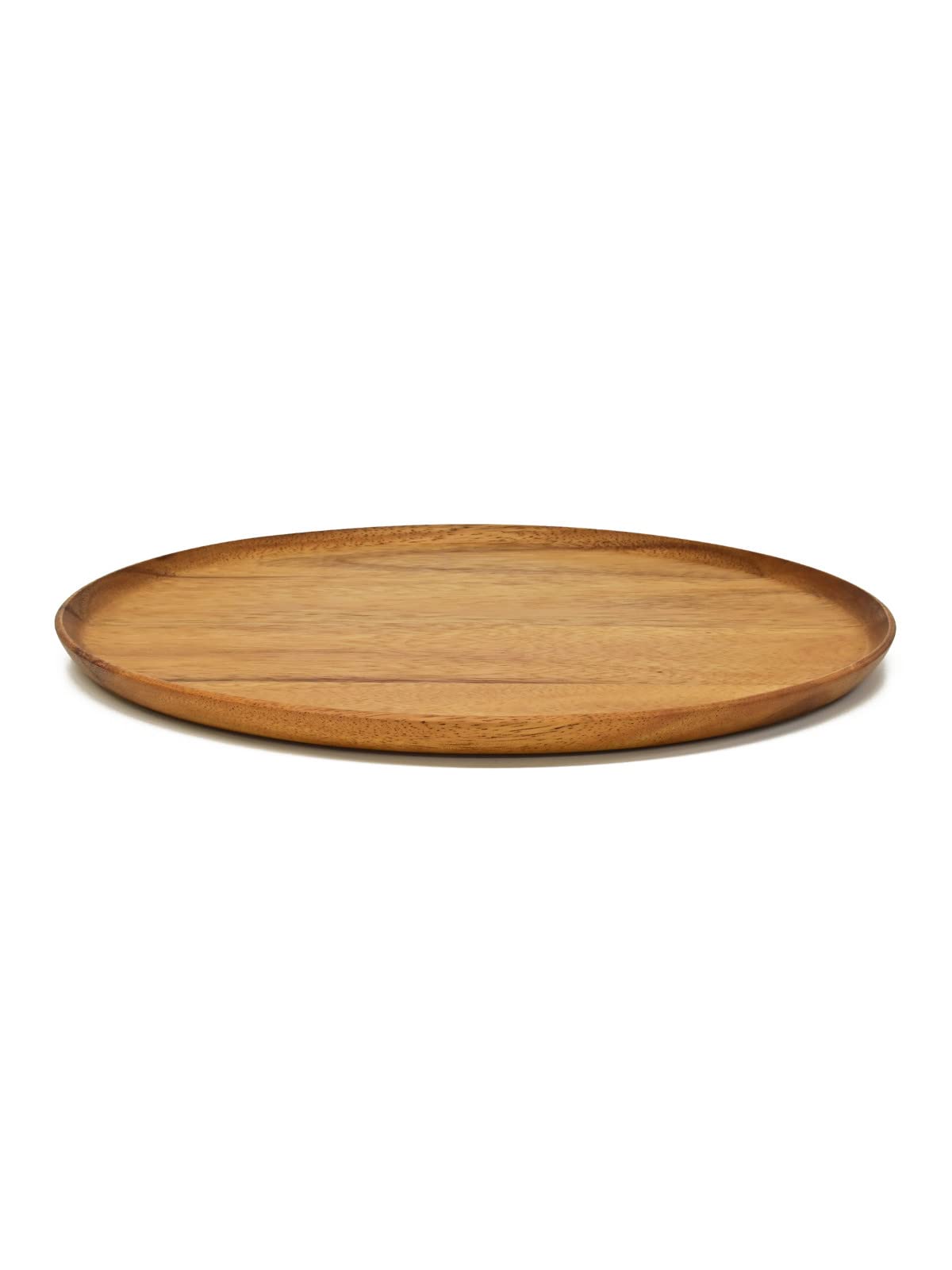 Swanson Trading Co. Chabatree Round Plate, Wooden, Acacia, 32.7cm, Lunch Plate, Blanche CU-237