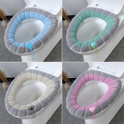 Badezimmer-Toilettensitz mit Griff, Closestool, waschbar, weich, Winterwärmer, Matte, Polster, Kissen, O-Form, WC-Sitz, Bidet-Abdeckungen