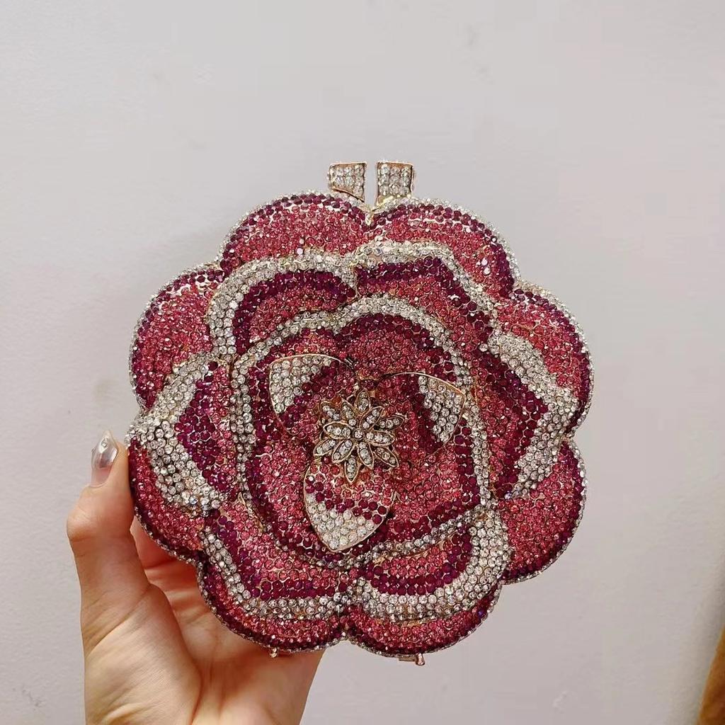 Blue Flower Diamond Multicolored Foral Evening Clutches Purse Luxury Crystal Women Metal Wedding Prom Handbags Rhinestone Bag