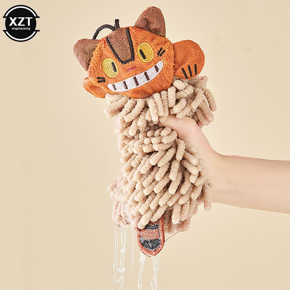 Cartoon Animal Cat Hand Towel For Kitchen Bathroom Chenille Super Soft Absorbent Quick-Dry Handkerchief Home Microfiber Towel