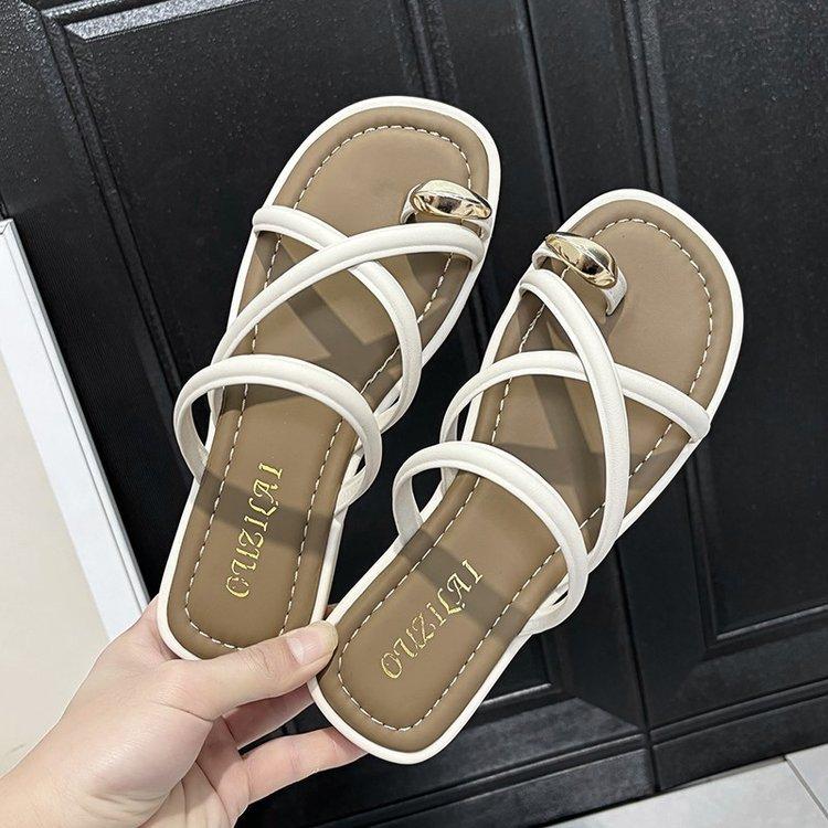 Platform slippers women wear high-end non-slip shoes children 2025 summer new fashion set toe beach cool slippers