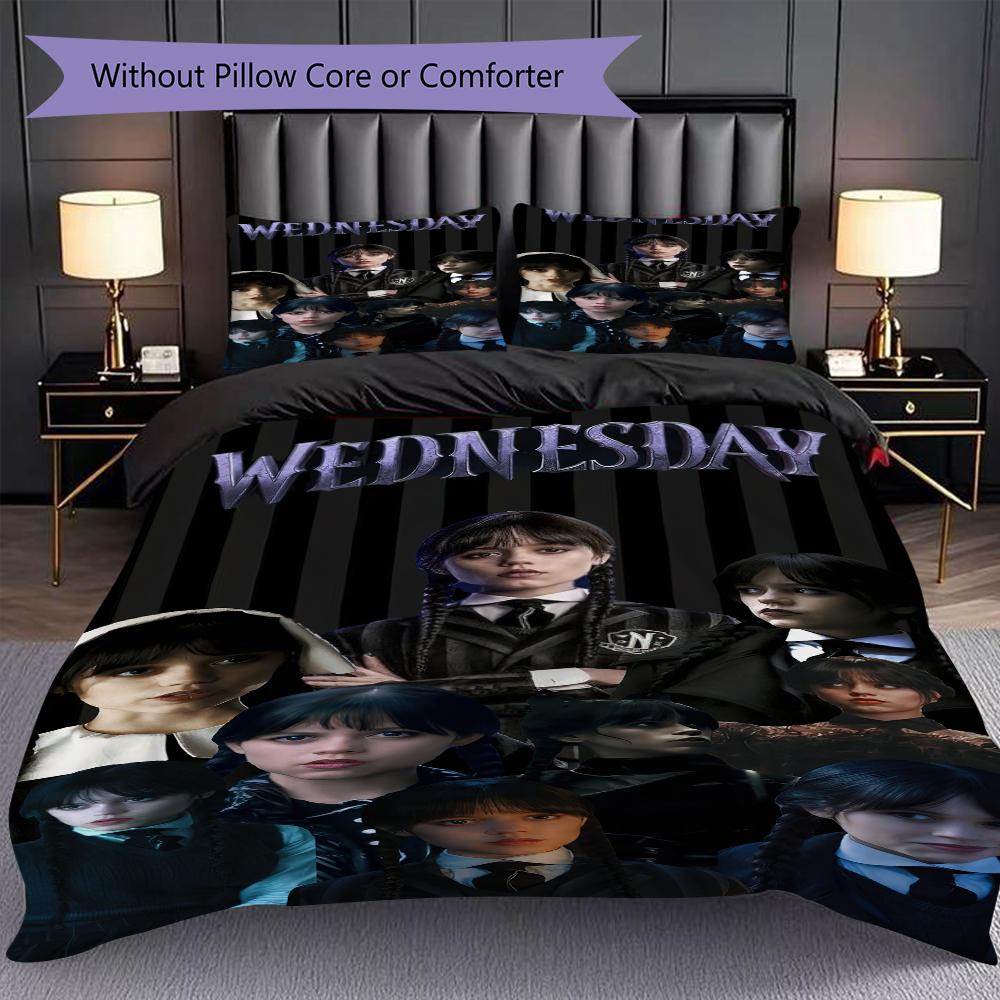 1PC Wednesday pattern Bedding Quilt Set Quilt Cover Pillowcase Home Decoration Birthday Gift (1 * duvet cover + 53 * pillowcase, without core)