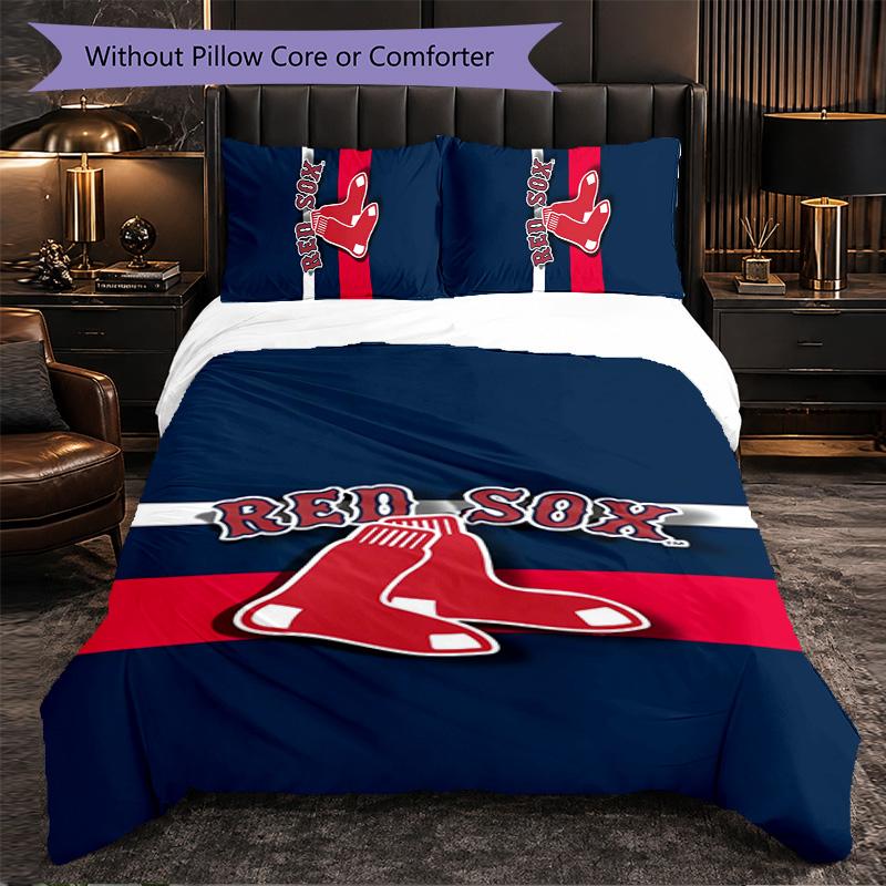 Boston Red Sox Pattern Microfibra Set Biancheria da Letto 3 Pezzi Decorazione Copripiumino Set Per Camera da Letto Uso Domestico