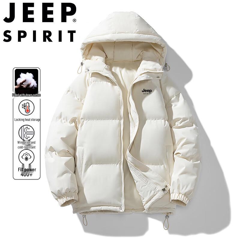 JEEP SPIRIT Unisex Loose-Fit Hooded Puffer Jacket