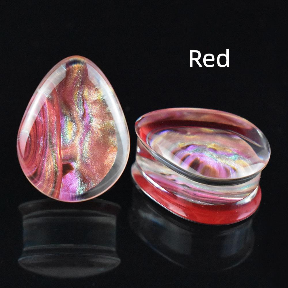 Pár 8-50mm Vícebarevné Vzor mušle Kapkovitý Akrylové Roztahováky do uší, Tunely, Dilatátory uší, Šperky pro piercing těla