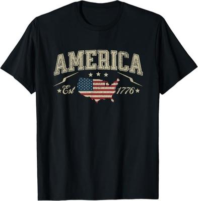 Patriotic American Flag USA Est 1776 4th of July America T-Shirt