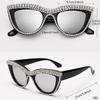 Vintage Diamond Cat Eye Sunglasses Women Rhinestone Decor Trendy Streetwear Shades Sun Glasses Eyewear