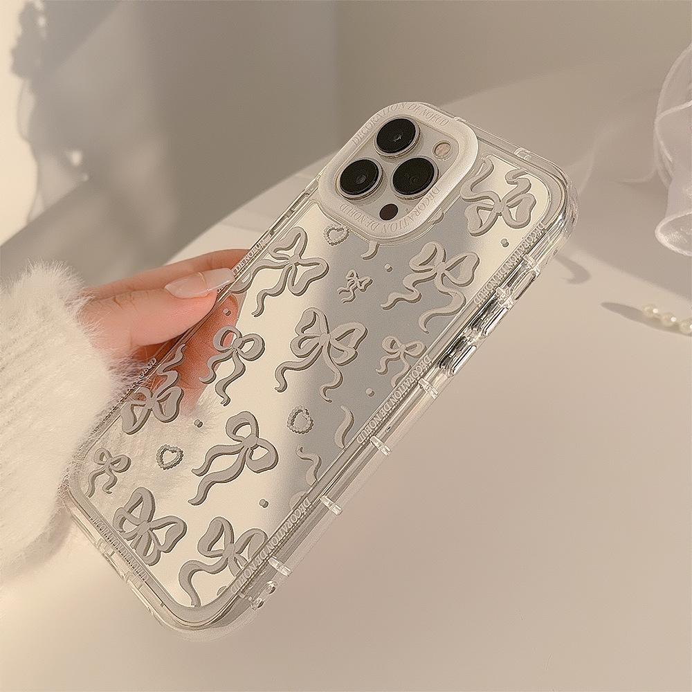 Mirror Bow Suitable for 14ProMax Apple 16 Mobile Phone Case IPhone 15 Temperament Princess Style 11 Transparent 12