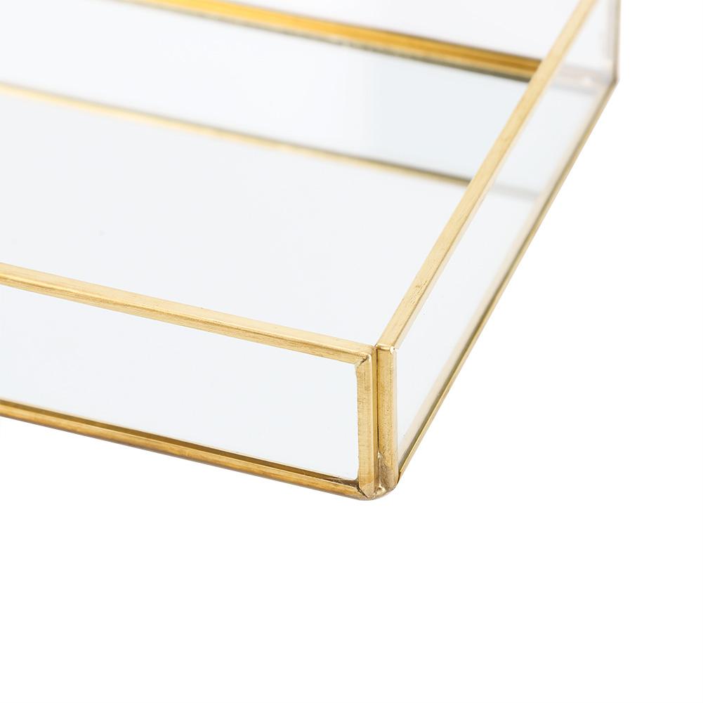 Vintage Metal Glass Storage Box Gold Tray Jewelry Cosmetics Display Boxes (Medium Size)